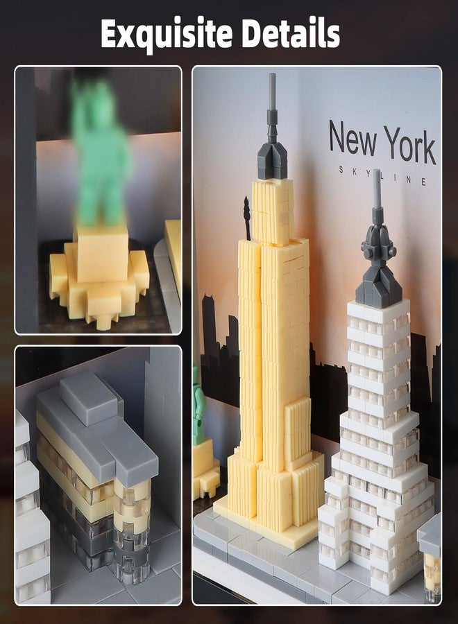 Vziimo New York City Skyline Micro Block Building Set, World Famous Architecture Model 3D Wall Art Home Office Décor, Landmarks Collectible Model Kit Toy Gift for Adults Teens 14+ (759PCS) - Image 2